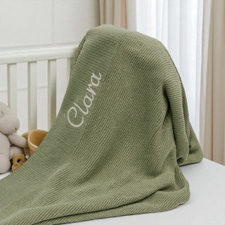 Personalised Knit Blanket - Sage