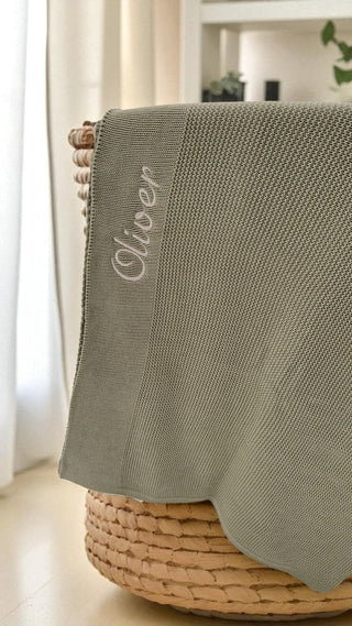 Personalised Knit Blanket - Sage