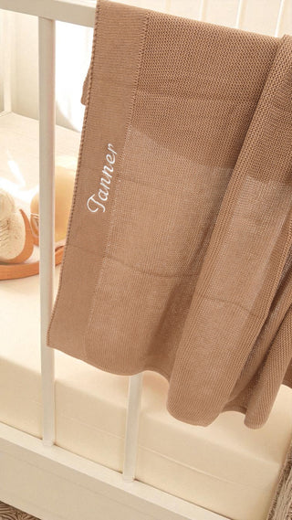 Personalised Knit Blanket - Brown