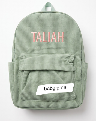 Custom Embroidered Corduroy Backpack