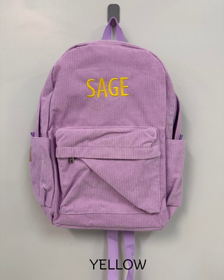Personalised Corduroy Backpack - Lavender