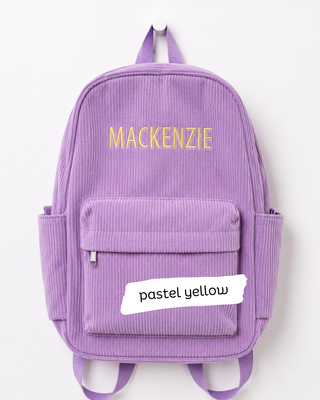 Custom Embroidered Corduroy Backpack
