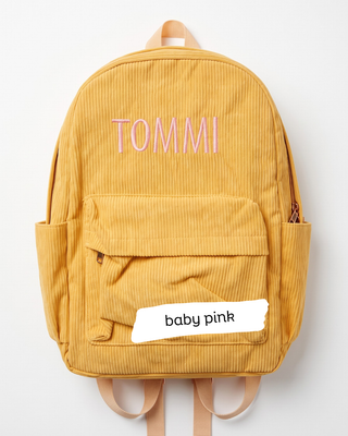 Custom Embroidered Corduroy Backpack
