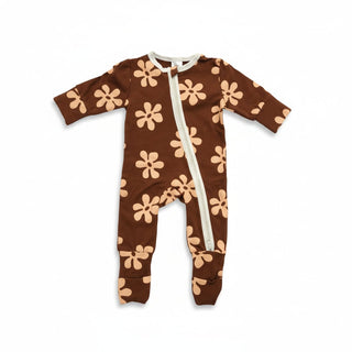 Long Sleeve Sleepsuit - Chocolate Floral