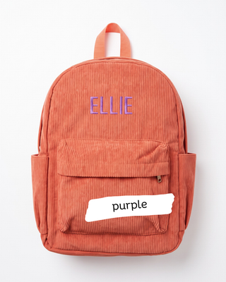 Custom Embroidered Corduroy Backpack