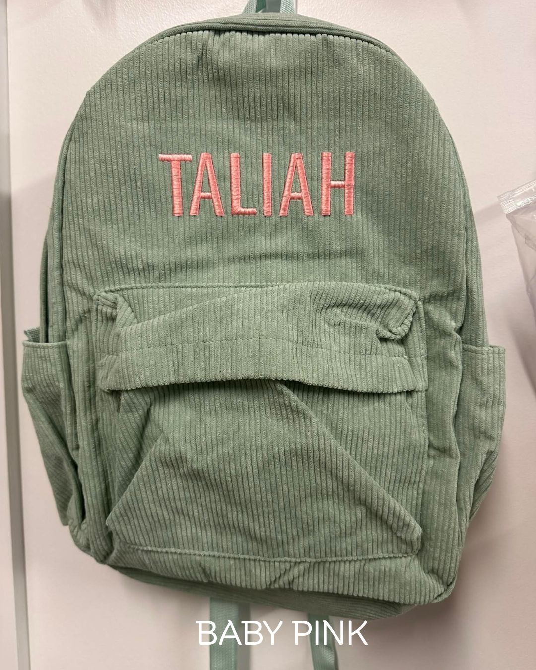 corduroy mini backpack moss Personalised Corduroy Backpack