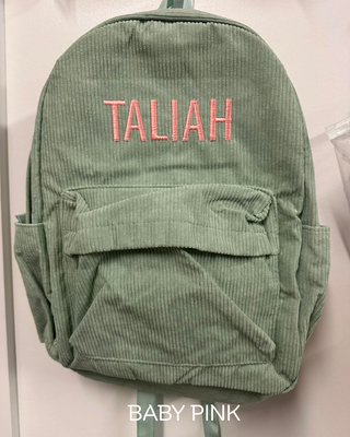 Personalised Corduroy Backpack - Green
