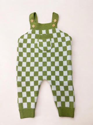 Knitted Check Overalls - Green