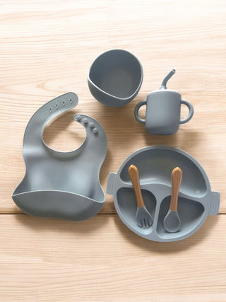 Silicone Feeding Set - Dusty Blue