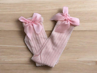 Lacey Bow Socks - Pink