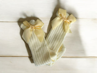 Lacey Bow Socks - Yellow