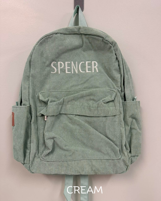 Personalised Corduroy Backpack - Green