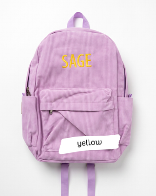 Custom Embroidered Corduroy Backpack