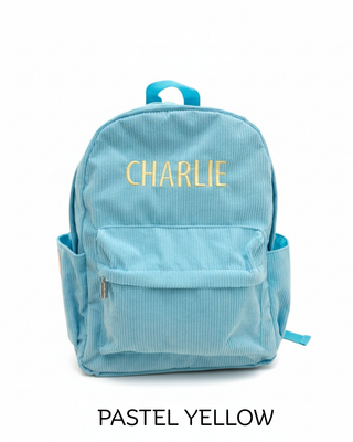 Personalised Corduroy Backpack - Sky Blue