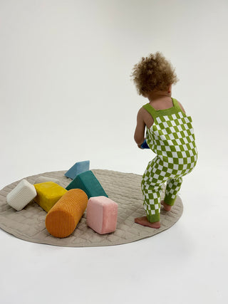 Knitted Check Overalls - Green
