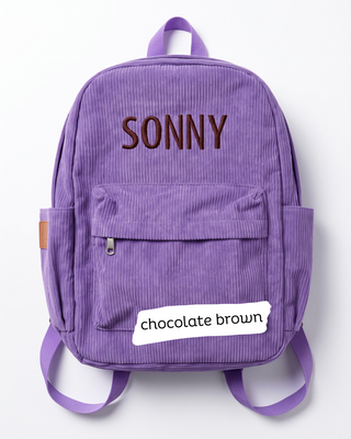 Custom Embroidered Corduroy Backpack