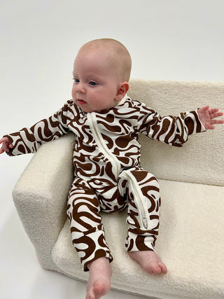 Long Sleeve Sleepsuit - Chocolate Wave