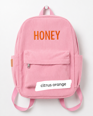 Custom Embroidered Corduroy Backpack
