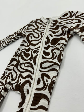 Long Sleeve Sleepsuit - Chocolate Wave