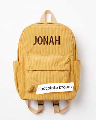 Custom Embroidered Corduroy Backpack