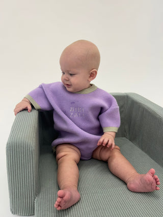 Short Sleeve Boxy Knit Romper - Lavender