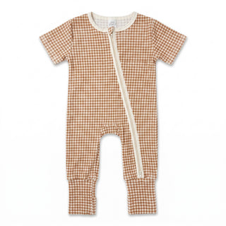 Short Sleeve Full Length Sleepsuit - Gingham