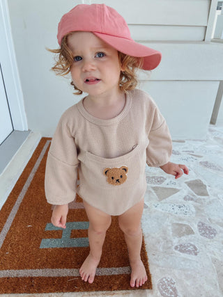 Baby Bear Waffle Knit Romper