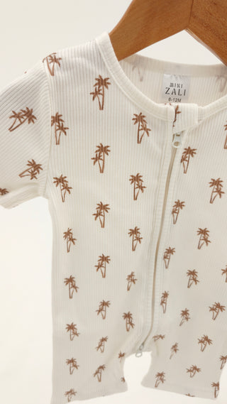 Short Sleeve Sleepsuit - Palm Tree