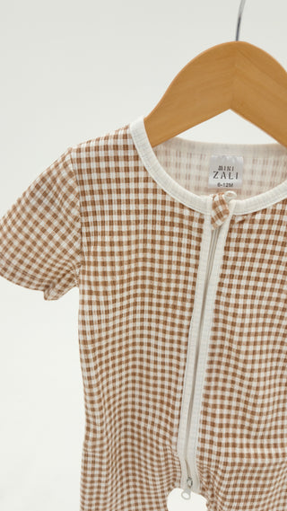 Short Sleeve Sleepsuit - Gingham