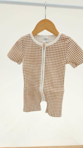 Short Sleeve Sleepsuit - Gingham