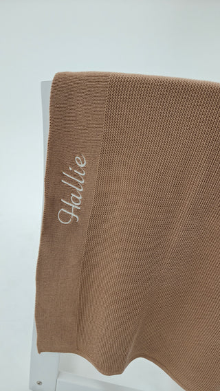 Personalised Knit Blanket - Brown