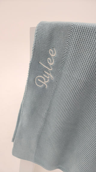 Personalised Knit Blanket - Blue