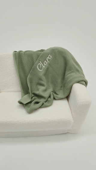 Personalised Knit Blanket - Sage