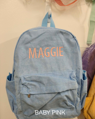Personalised Corduroy Backpack - Blue