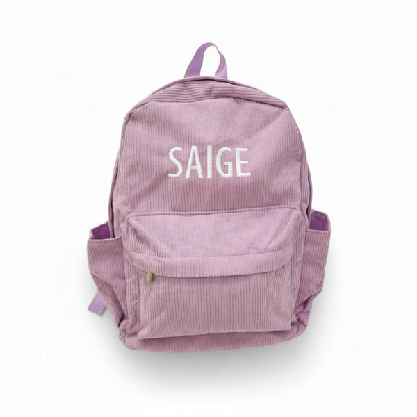 Personalised Corduroy Backpack - Lavender – Mini Zali