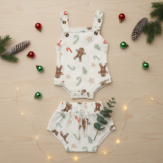 Christmas Summer Singlet Set - Gingerbread