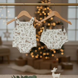 Christmas Summer Singlet Set - Beige Print