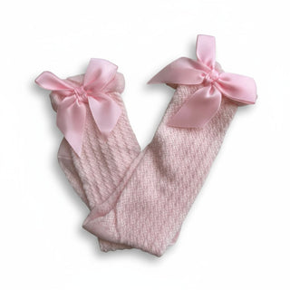 Lacey Bow Socks - Pink