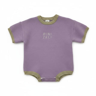 Short Sleeve Boxy Knit Romper - Lavender