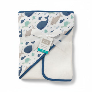 Hooded Towel & Wash Cloth - Whale