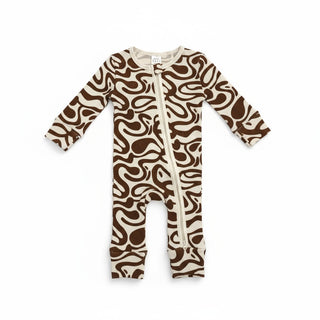 Long Sleeve Sleepsuit - Chocolate Wave