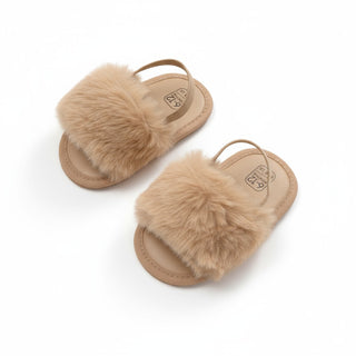 Beige Fluffy Sandals