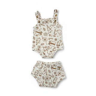Christmas Summer Singlet Set - Beige Print