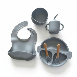 Silicone Feeding Set - Dusty Blue