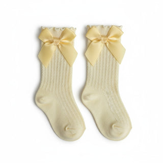 Lacey Bow Socks - Yellow