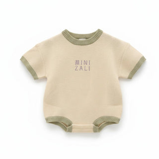 Short Sleeve Boxy Knit Romper - Cream