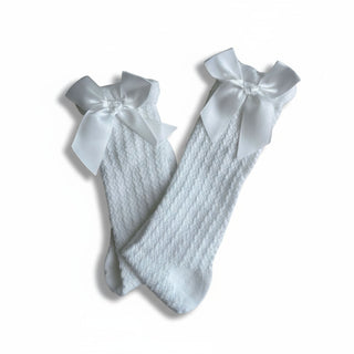 Lacey Bow Socks - White