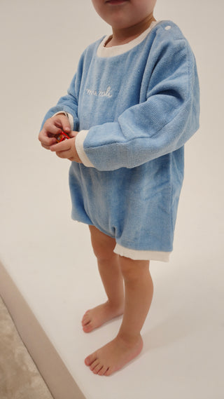 Terry Toweling Romper - Light Blue