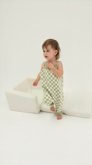 Full Length Knit Overall - Sage Check