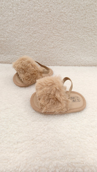 Beige Fluffy Sandals